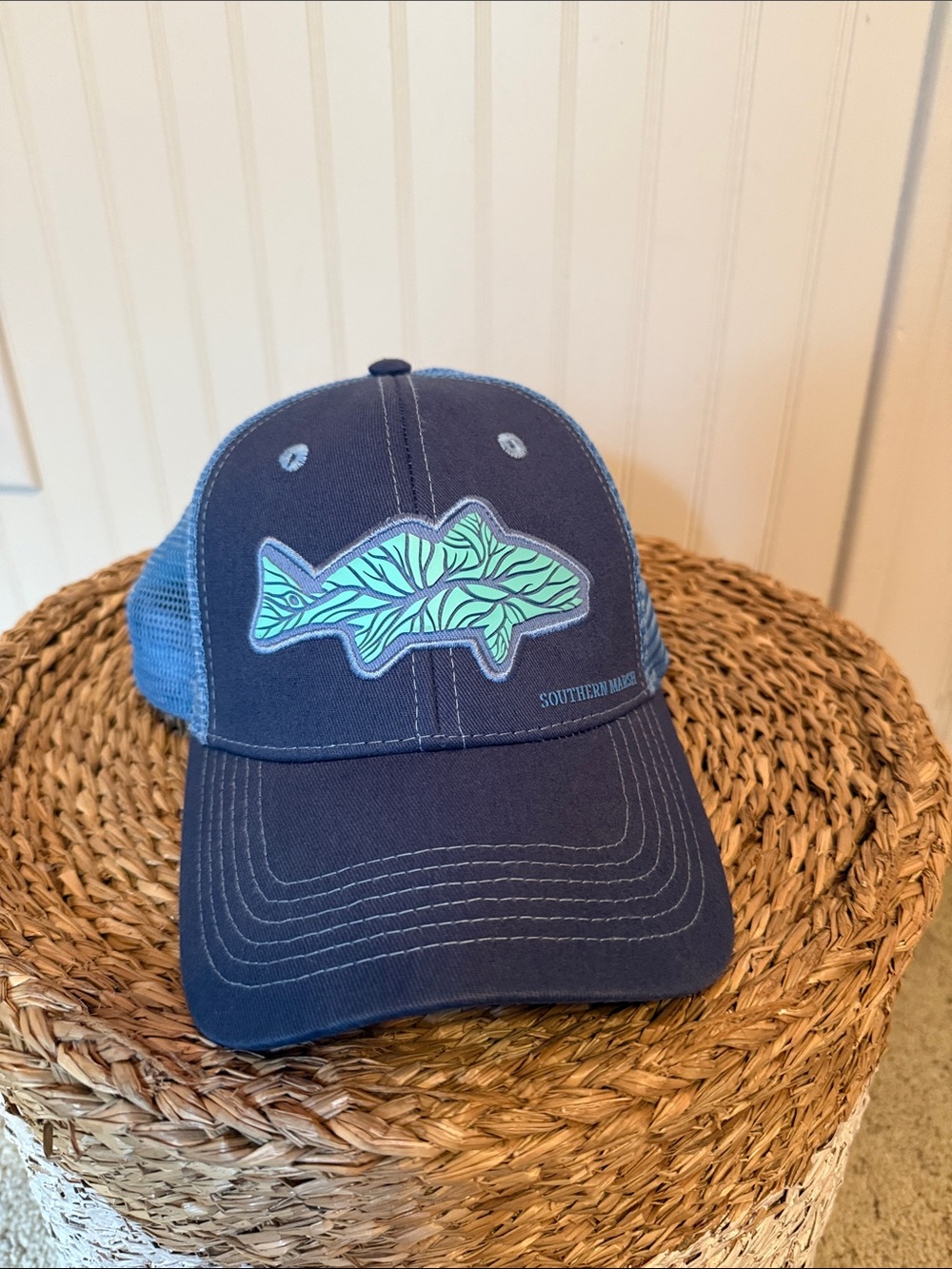 Southern Marsh Navy Blue Hat with Mint Green Fish Patch